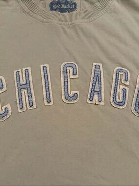Red Jacket Chicago Cubs Vintage Style Stitched Lettering Gray T-Shirt Size XL